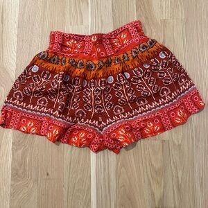 Anthropologie Red and Orange Patterned Women Shorts